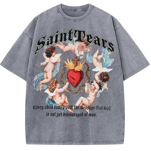 T-shirt d'été pour homme style Hip Hop, 100% coton tricoté, coupe oversize, imprimé lettres intégrales, col rond, manches courtes, infroissable et respirant - Product Image 5