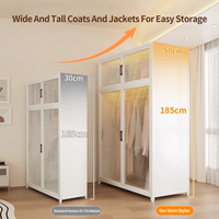 Armoire en acier moderne : Grand placard de rangement en métal pour chambres à coucher, montage facile, design durable, étagère supérieure pour vêtements, bagages
