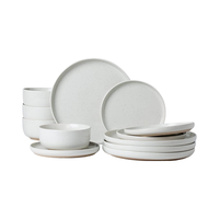 Service de vaisselle en mélamine durable sans BPA, moderne et écologique de haute qualité, 12 pièces, assiettes et bols allant au lave-vaisselle