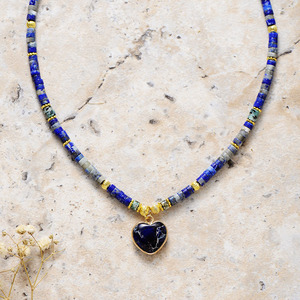 Colgante en forma de corazón de piedra Natural Simple de lujo de moda coreana japonesa americana Europea cuentas de regalo cortas de estilo francés - Product Image 2