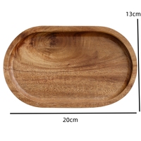 Assiette ovale en bois d'acacia, naturelle, durable, faite à la main, écologique, moderne, petite, pour servir des gâteaux, des desserts, du café, avec logo personnalisé