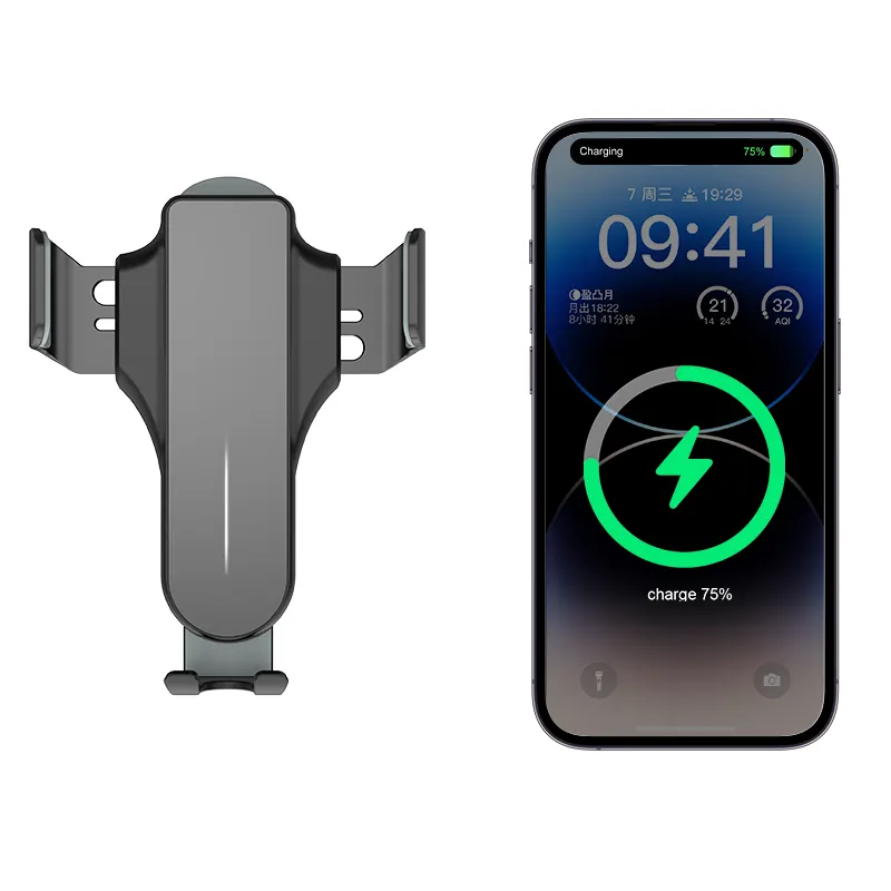 safety Smart automatic car wireless charger Qi 15W Phone Holdere Emergency window glass breaker seat belt cutter for iphone