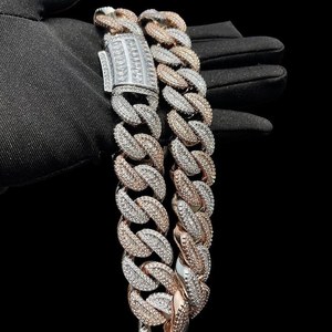 GEMLOVE 18K Solid Gold Cuban Chain Necklace with Round Brilliant Cut Diamonds Gold Luxury Link Chain for Men - Product Image 4