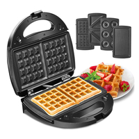 Gaufrier à donuts électrique 4 en 1, avec 4 tranchures, appareil de cuisson pour Sandwich et donuts, pressoir, Panini