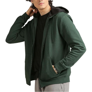 Sweat à capuche zippé en molleton pour homme avec logo personnalisé, coupe ajustée, pour entraînement et activités de plein air, vente en gros - Product Image 1