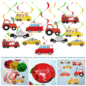 Transport thème avion voiture bateau Train joyeux anniversaire bannières drapeaux feuille tourbillons guirlande pour enfants garçons fête d'anniversaire fournitures - Product Image 3