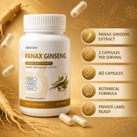 Capsules de Ginseng Panax en Gros, Vitalité Herbacée, Bien-être Quotidien, Flacon de 60 Comprimés, Fabricant de Marque Privée