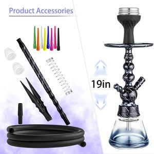 Ensemble de <span class=keywords><strong>chicha</strong></span> moderne en aluminium, base en verre bleu teinté de 20 pouces, <span class=keywords><strong>chicha</strong></span>, pipe à eau, bol en silicone pour le marché américain - Product Image 3