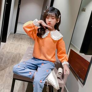 ชุดเสื้อผ้าเด็ก ชุดกางเกงกีฬาสำหรับเด็กผู้หญิง พร้อมลูกไม้สวยงาม ขายส่ง - Product Image 2