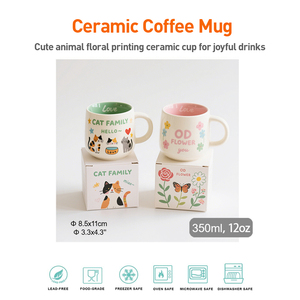 Tazze da <span class=keywords><strong>caffè</strong></span> in ceramica <span class=keywords><strong>personalizzate</strong></span> con stampa di fiori di animali simpatici <span class=keywords><strong>personalizzate</strong></span> - Product Image 2