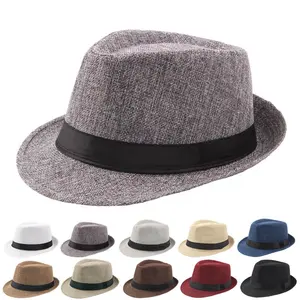 Barato mayorista promocional verano primavera hombres adultos Unisex al aire libre Color liso fiesta clásico Trilby Fedora sombrero
