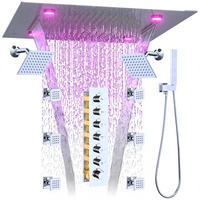 Système de Douche de Luxe Premium avec Jets Pluie et Cascade, Deux Pommes de Douche de 6 et 20 Pouces, Ensemble Robinet Thermostatique Chromé