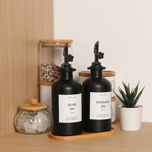 Negro mate a prueba <span class=keywords><strong>de</strong></span> fugas 12 oz 350ml Condimentos <span class=keywords><strong>de</strong></span> alta calidad Dispensador <span class=keywords><strong>de</strong></span> vinagre <span class=keywords><strong>de</strong></span> salsa <span class=keywords><strong>de</strong></span> soja Botellas <span class=keywords><strong>de</strong></span> vidrio <span class=keywords><strong>de</strong></span> aceite <span class=keywords><strong>de</strong></span> <span class=keywords><strong>aguacate</strong></span> con brotes - Product Image 1
