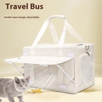 Valise à roulettes à deux étages Grande capacité Sac à main respirant pour chat et chien pour printemps, été Voyage Push-Pull Bus Bag Petite taille