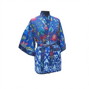 Kimono de Playa Corto para Mujer, 100% Algodón Puro, Ligero, Transpirable, de Secado Rápido, con Cuello en V, Cierre con Cordón, Estampado Floral, Informal - Product Image 1