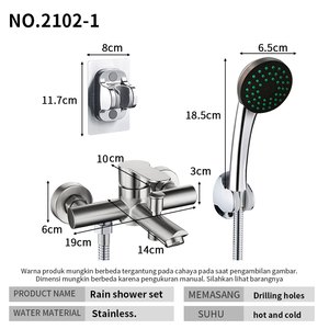 Pano.V Wholesale 304 Stainless Steel Simple Shower Suit Surface <b>Mounted</b> Household Triple Faucet with Soft <b>Spray</b> Mixing Valve - Product Image 3