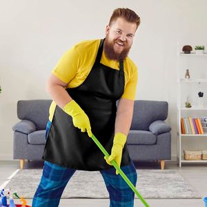 Tablier de cuisine personnalisé en gros pour la cuisine, les écoles, les étudiants, cadeau promotionnel, tablier à bavette noir uni personnalisé avec logo pour la promotion - Product Image 5