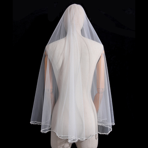 कस्टमाइज्ड हैंडमेड एज बीड्स नरम टुल उंगलियों की टिप ब्राइडल वील्स एक परत महिला शादी के वील - Product Image 4