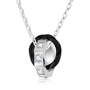 Fashion Double Ring Charm Necklace Men Black Silver Color Stainless Steel Two Interlocking Braided Circles Pendant Necklaces - Product Image 3
