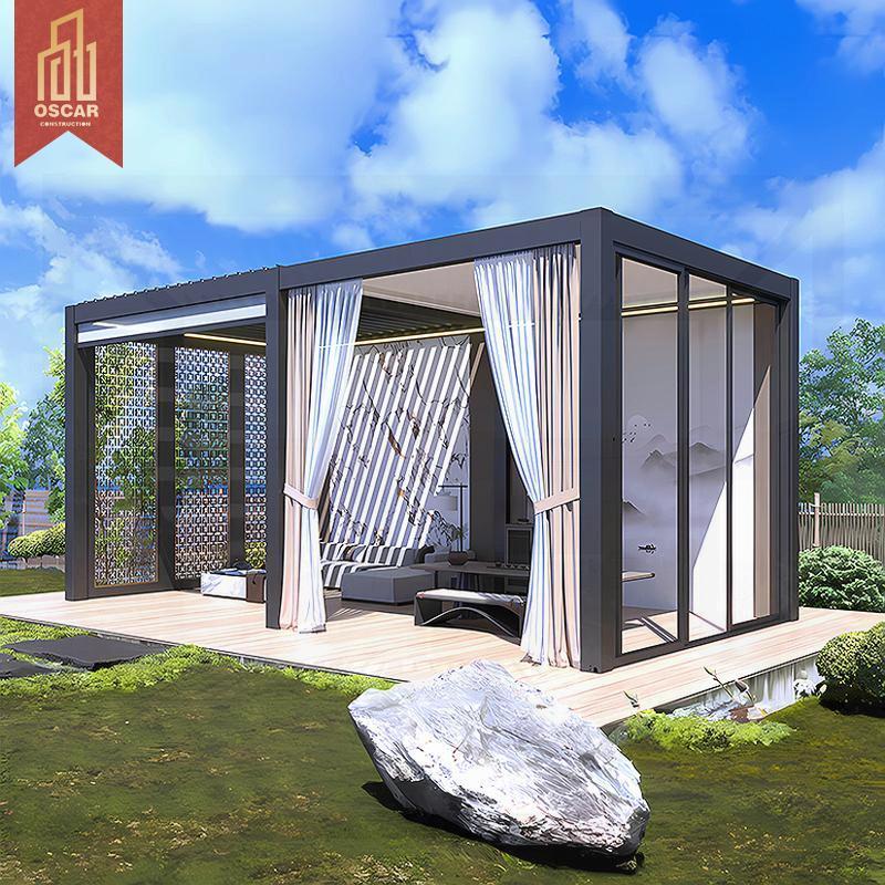 Adjustable Outdoor Electric Metal Louver Sun Panel Garden Patio Balcony Bioclimatic Louvered Aluminum Pergola Sunroom Pergola