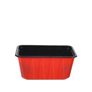 Lesui 1KG 1000ml Recycled PET/PP Large Red Black Display Serving Blister Tray for Food Packaging and Meat Storage