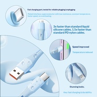 Kabel Data Pengisian Cepat USB-A ke Type-C 1M dengan Konduktor Tembaga Murni, Selubung Silikon, Cetakan Khusus untuk Ponsel