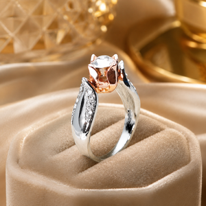 Anello floreale bicolore con rose per donna, anello creativo alla moda - Product Image 6