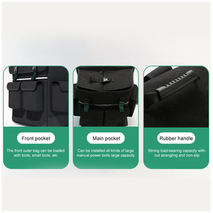 Sac à outils multifonctionnel en tissu Oxford, sac d'électricien avec fermeture à glissière pour outils de réparation - Product Image 6