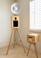 Station photo commerciale en bois pour mariages et événements avec écran tactile de 18,5 pouces et support d'imprimante
