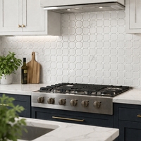 Carrelage en mosaïque céramique personnalisé OEM, motif octogonal et à pois, blanc, pour salle de bain, cuisine, crédence murale avec design graphique