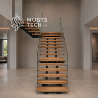 Résidence de luxe, architecture minimaliste, fabrication sur mesure, solution technique, escalier mono-tringlerie