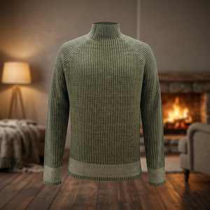 Men Rib Knit <b>Mock</b> <b>Neck</b> Pullover Sweater Long Sleeve Cotton Knit <b>Top</b> - Product Image 1