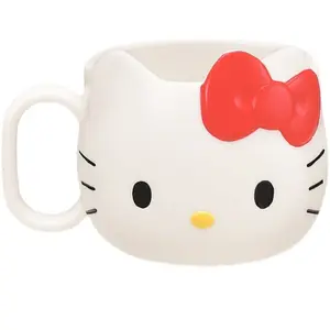 Nuovo arrivo best seller mark tazza di succo di plastica tazza di gatto del fumetto ciao gattino stampa tazza forma tazze di plastica di latte per i bambini