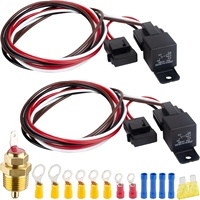 Kit de câblage pour double ventilateur électrique, kit de relais pour double ventilateur électrique avec thermostat, capteur de température du ventilateur de radiateur, interrupteur 185 marche/175 arrêt