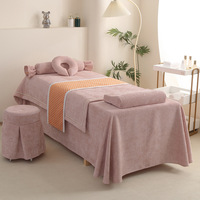 Ensemble de 4 housses de lit de luxe pour salon de beauté, drap de massage facial en coton pour spa et salon de lavage d'oreilles