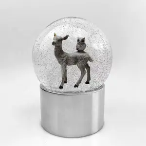 Christmas Crystal Ball Winter Snow Globe Light up Resin Deer Snow Globe for Women Christmas Ornaments