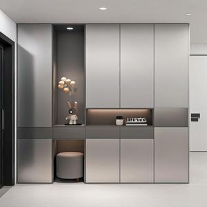 Mueble <span class=keywords><strong>Zapatero</strong></span> Minimalista Independiente con Asas Ocultas, Ranuras Separadas para Botas, Madera Maciza de Abedul y Acero Inoxidable, Mueble para Sala de Estar - Product Image 1
