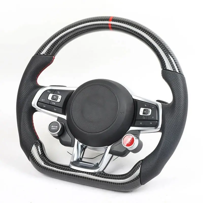 In fibra di carbonio per VW Golf R Mk7 Gti Mk6 aggiornamento al nuovo modello di volante plug and play personalizzato