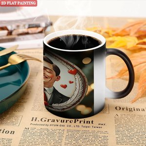 Mug à café/thé en céramique noire givrée de 11 oz, à impression personnalisée, activé par la chaleur - Product Image 5