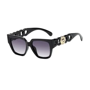 Metal Decoration Fashion Square Sun Glasses Hinge Women Custom Sunglasses Firm Metal PC Unisex Adults Customization UV400 M I