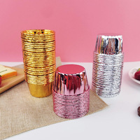 Papier sulfurisé métallisé argenté brillant, qualité alimentaire, imperméable, résistant à la chaleur, compatible four, pour cupcakes et muffins, idéal pour les fêtes