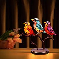 Ornements d'oiseaux en vitrail, décoration de table d'oiseaux colorés sur branche, décoration de bureau, oiseaux multi-styles, cadeau pour l'emménagement