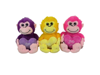 Nuevo Peluche de Mono Colorido y Adorable con Corazón, Relleno de Algodón PP Suave, 11-30cm, KINGSTONE, Gran Venta