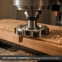 Fraise à rainurer indexable Miaorui 90 mm avec plaquettes en carbure, type queue de fraise pour rainurage et découpe du bois, queue de 20 mm