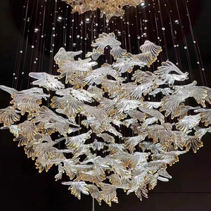Lampadario della lobby dell'hotel a foglia d'acero arte modellante luce Hotel sala personalizzata luce semplice lampadario in vetro - Product Image 1
