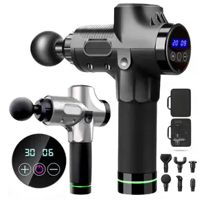 Custom 30 Speed Percussion Massage Gun With Touch Screen Deep Tissue Massager Vibration Head Fascial Muscle Cordless Massage Gun