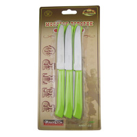 6-Stuks Groen Handvat Steak Messen Set Blister Verpakking