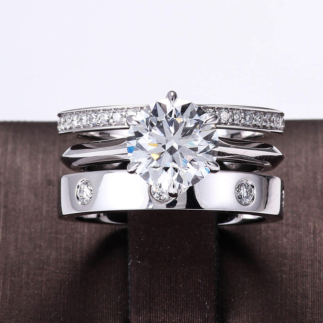 แหวนเพชรแล็บไวท์โกลด์ 14K