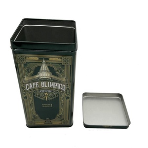 Tùy chỉnh in lớn vuông kim loại <span class=keywords><strong>tin</strong></span> hộp quà tặng để giữ cà phê, trà kẹo bánh quy cao tứ giác <span class=keywords><strong>container</strong></span> hộp thiếc - Product Image 1