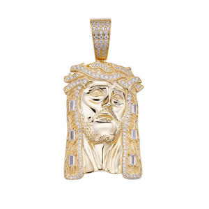 Liontin Yesus mewah berlapis emas mawar besar Gotik detail perhiasan pesta Pria Wanita harga grosir Hip Hop - Product Image 1